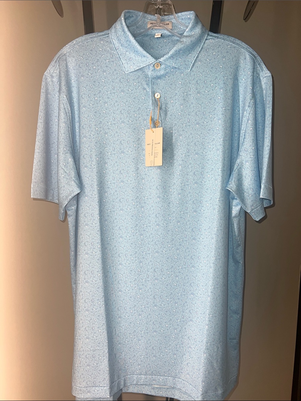 Peter Millar Sky Blue Short-Sleeve Polo with Subtle Microprint